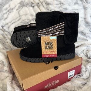 Muk Luks Water-Repellent Suede Cuffed Bootie - Montauk